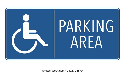 Disabled people parking area notice on blue background vector illustration 