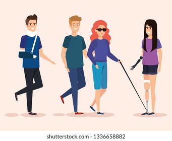 disabled people with physical rehabilitation of injury