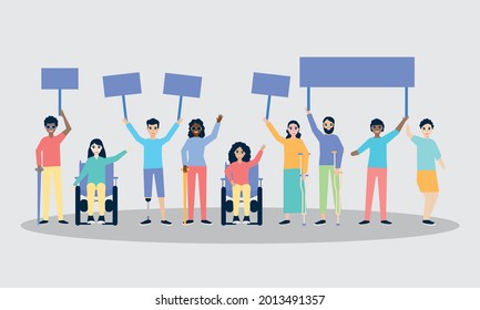 disabled people with posters design