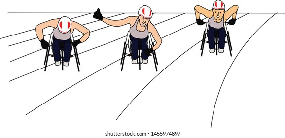 disabled people racing on wheel chairs