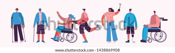 Disabled People Young Invalid Persons Men Stock Vector (Royalty Free ...