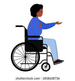 A disabled person asks for help. A man in a wheelchair asks for alms.