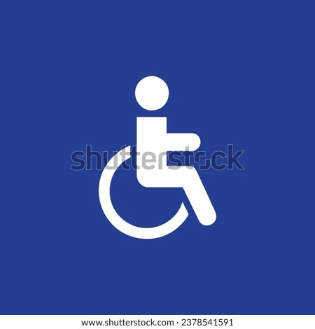 Disabled person blue vector sign