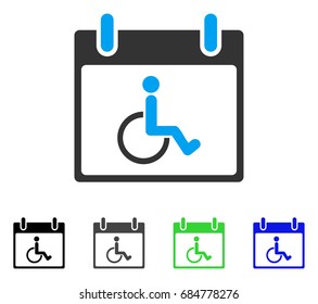 Disabled Person Calendar Day flat vector icon. Colored disabled person calendar day gray, black, blue, green icon versions. Flat icon style for web design.