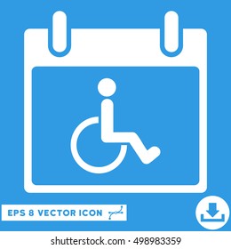 Disabled Person Calendar Day icon. Vector EPS illustration style is flat iconic symbol, white color.