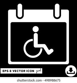 Disabled Person Calendar Day icon. Vector EPS illustration style is flat iconic symbol, white color.