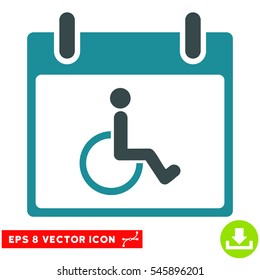 Disabled Person Calendar Day icon. Vector EPS illustration style is flat iconic bicolor symbol, soft blue colors.
