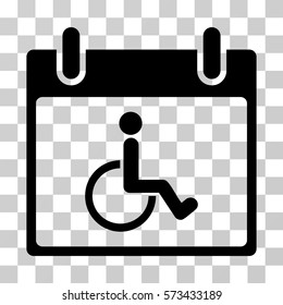 Disabled Person Calendar Day icon. Vector illustration style is flat iconic symbol, black color, transparent background. Designed for web and software interfaces.