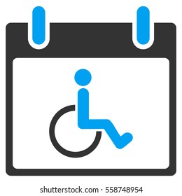 Disabled Person Calendar Day vector toolbar icon. Style is bicolor flat icon symbol, blue and gray colors, white background.