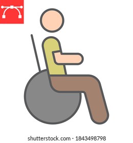 Disabled person color line icon, disability and pensioner, handicapped person sign vector graphics, editable stroke filled outline icon, eps 10