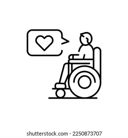 Disabled person color line icon. Multinational company. Diverse group of people. Vector illustration
