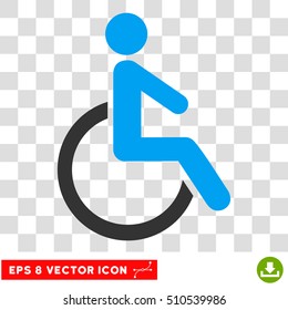 Disabled Person EPS vector icon. Illustration style is flat iconic bicolor blue and gray symbol.