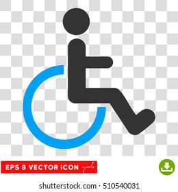 Disabled Person EPS vector pictogram. Illustration style is flat iconic bicolor blue and gray symbol.
