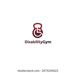 Disabled Person Gym Logo Dumbbell Workout