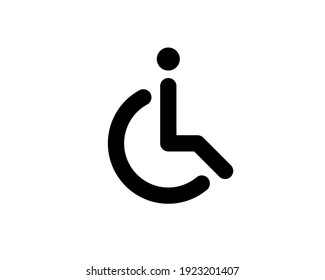 Disabled person icon. Man using a wheelchair common pictogram. For maps of accessibility, schemes, applications and infographics