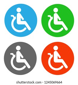 Disabled person. Icon set. Vector.