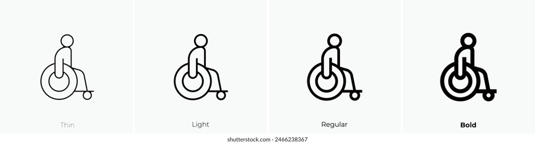 disabled person icon. Thin, Light Regular And Bold style design isolated on white background