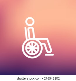 Disabled person icon thin line for web and mobile, modern minimalistic flat design. Vector white icon on gradient mesh background.