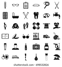 Disabled person icons set. Simple style of 36 disabled person vector icons for web isolated on white background