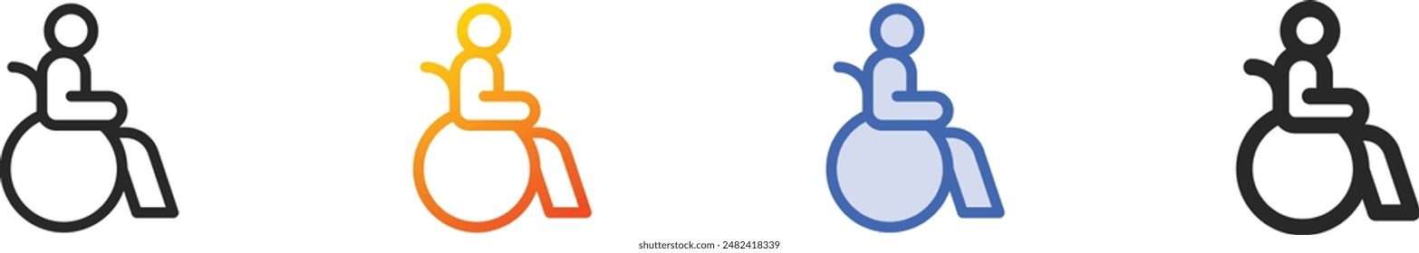 disabled person icon.Thin Linear, Gradient, Blue Stroke and bold Style Design Isolated On White Background