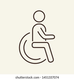 Disabled person line icon. Handicap, chair, wheelchair. Disability concept. Vector illustration can be used for topics like car parking, toilet, accessibility