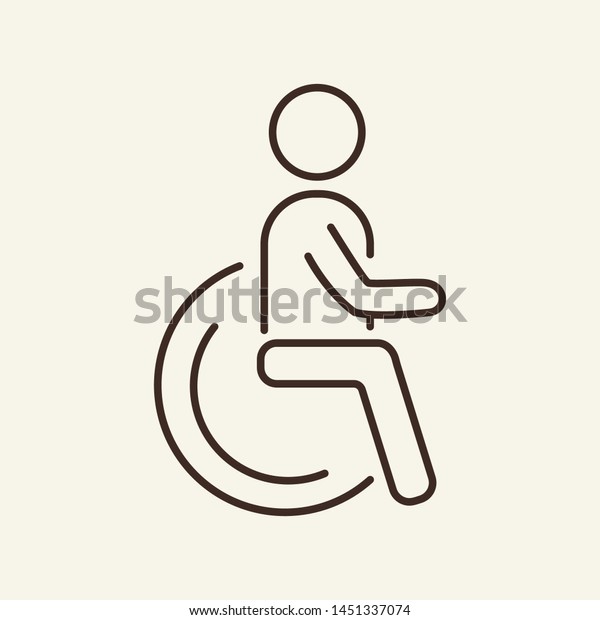 Disabled person line icon.\
Handicap, chair, wheelchair. Disability concept. Vector\
illustration can be used for topics like car parking, toilet,\
accessibility