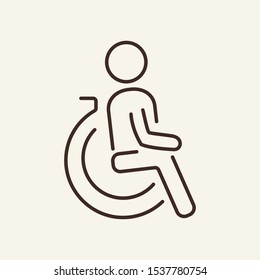 Disabled person line icon. Wheelchair, disabled, invalid. Public services concept. Vector illustration can be used for topics like service, technology, advertising