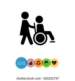 Disabled person with nurse