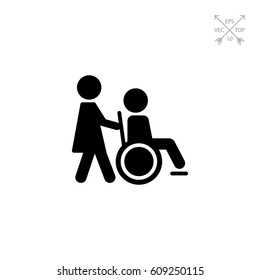 Disabled person with nurse