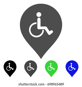 Disabled Person Parking Marker flat vector pictograph. Colored disabled person parking marker, gray, black, blue, green pictogram variants. Flat icon style for application design.