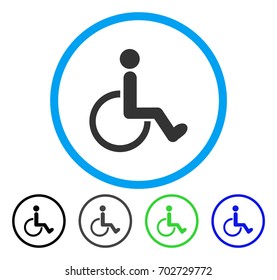 Disabled Person rounded icon. Vector illustration style is a flat iconic symbol inside a circle, black, gray, blue, green versions. Designed for web and software interfaces.