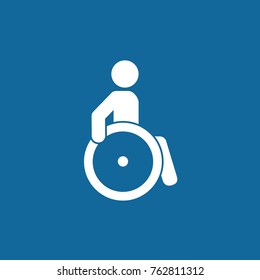 Disabled person sign. Mark disability. Man on wheelchair icon. Vector, eps 10. Blue and white illustration
