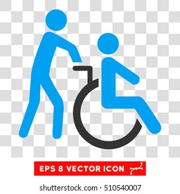 Disabled Person Transportation EPS vector pictogram. Illustration style is flat iconic bicolor blue and gray symbol.