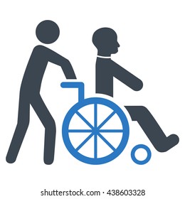 Disabled Person Transportation vector icon. Style is bicolor flat icon symbol with rounded angles, smooth blue colors, white background.