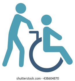 Disabled Person Transportation vector icon. Style is bicolor flat icon symbol with rounded angles, cyan and blue colors, white background.