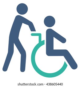Disabled Person Transportation vector icon. Style is bicolor flat icon symbol with rounded angles, cobalt and cyan colors, white background.