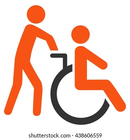 Disabled Person Transportation vector icon. Style is bicolor flat icon symbol with rounded angles, orange and gray colors, white background.