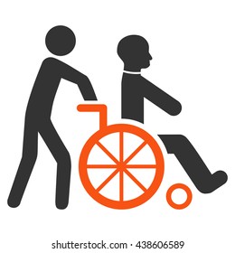 Disabled Person Transportation vector icon. Style is bicolor flat icon symbol with rounded angles, orange and gray colors, white background.