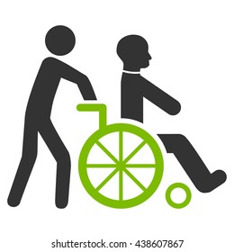 Disabled Person Transportation vector icon. Style is bicolor flat icon symbol with rounded angles, eco green and gray colors, white background.
