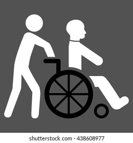 Disabled Person Transportation vector icon. Style is bicolor flat icon symbol with rounded angles, black and white colors, gray background.