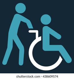 Disabled Person Transportation vector icon. Style is bicolor flat icon symbol with rounded angles, blue and white colors, dark blue background.