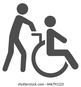Disabled Person Transportation vector icon. Style is flat icon symbol with rounded angles, gray color, white background.