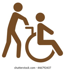Disabled Person Transportation vector icon. Style is flat icon symbol with rounded angles, brown color, white background.