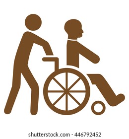 Disabled Person Transportation vector icon. Style is flat icon symbol with rounded angles, brown color, white background.
