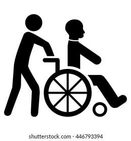 Disabled Person Transportation vector icon. Style is flat icon symbol with rounded angles, black color, white background.