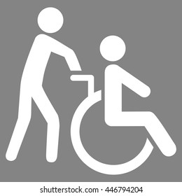 Disabled Person Transportation vector icon. Style is flat icon symbol with rounded angles, white color, gray background.