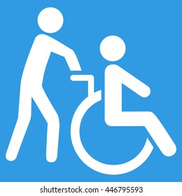 Disabled Person Transportation vector icon. Style is flat icon symbol with rounded angles, white color, blue background.