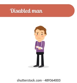 Disabled person vcetor icon. Man with fractures