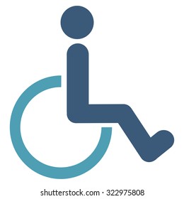 Disabled Person vector icon. Style is bicolor flat symbol, cyan and blue colors, rounded angles, white background.