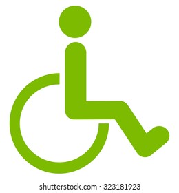 Disabled Person vector icon. Style is flat symbol, eco green color, rounded angles, white background.